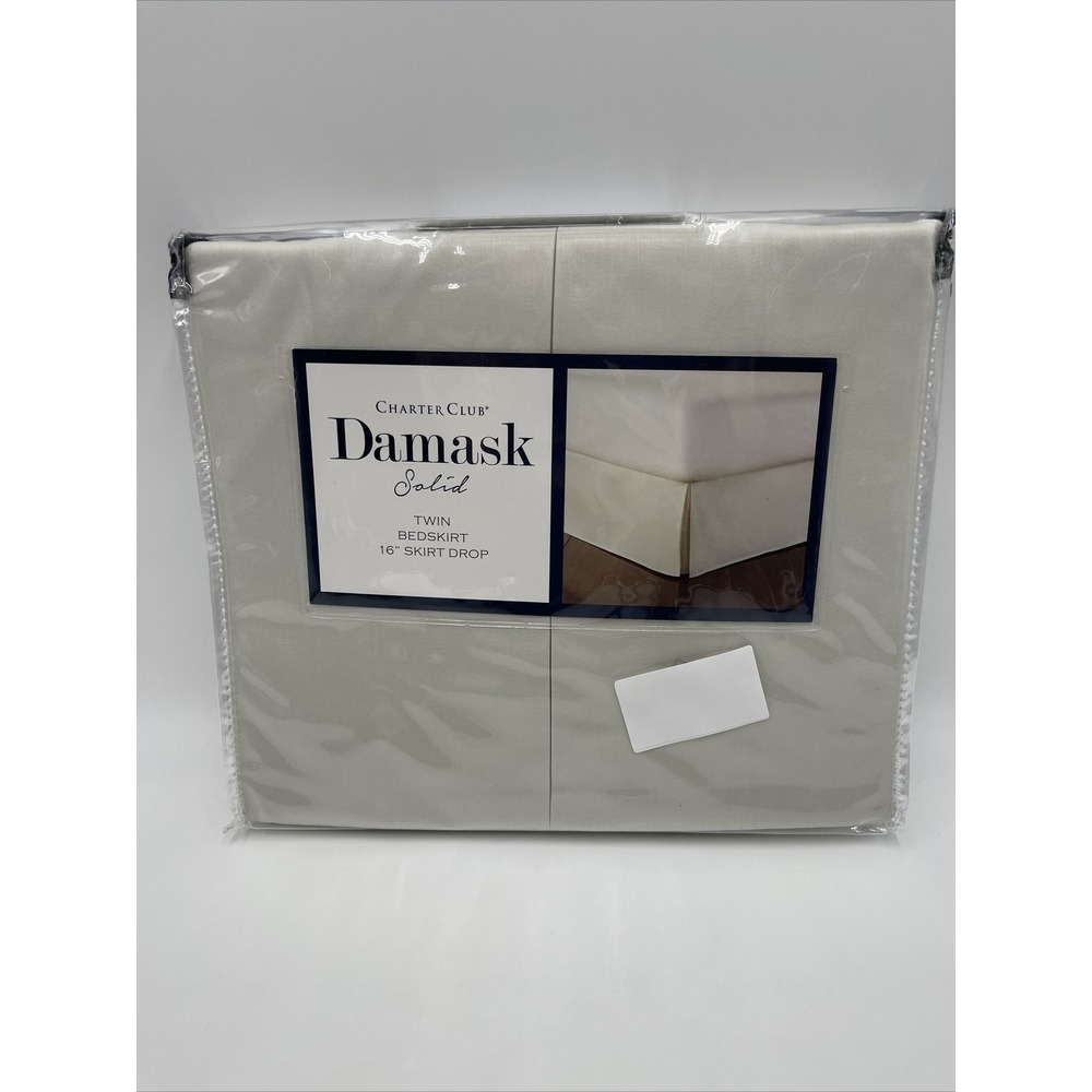Charter Club Damask Solid 500 Thread Count Twin Bedskirt Ivory‎ $50 #012